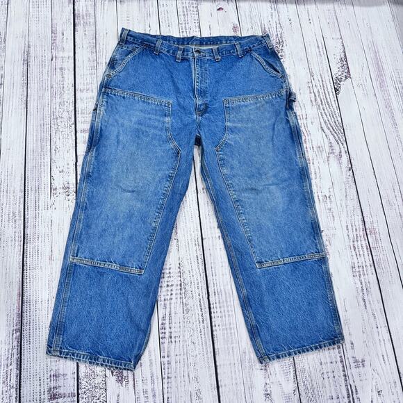 Carhartt B73 Double Knee Carpenter Jeans Men’s 44x30 Medium Wash Workwear - Picture 1 of 8